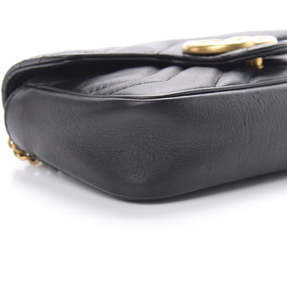 Gucci Calfskin Matelasse Super Mini GG Marmont Shoulder Bag Black 9 of 15