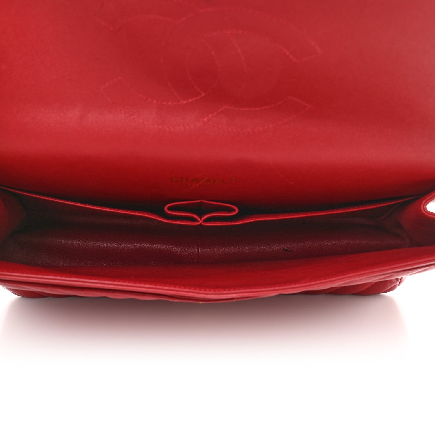 Chanel Lambskin Chevron Quilted Maxi Double Flap Dark Red 5 of 15