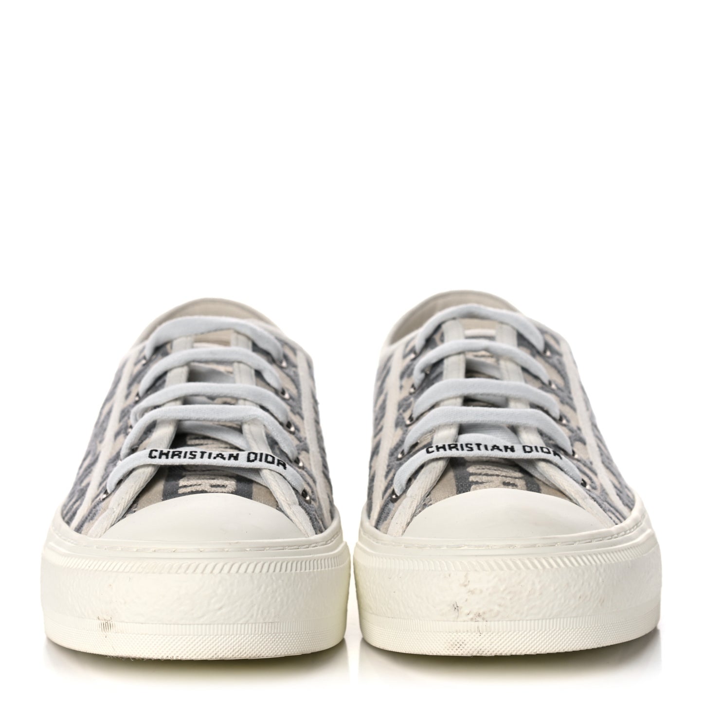 Canvas Oblique Walk'N'Dior Low Top Sneakers 36 Grey Stone