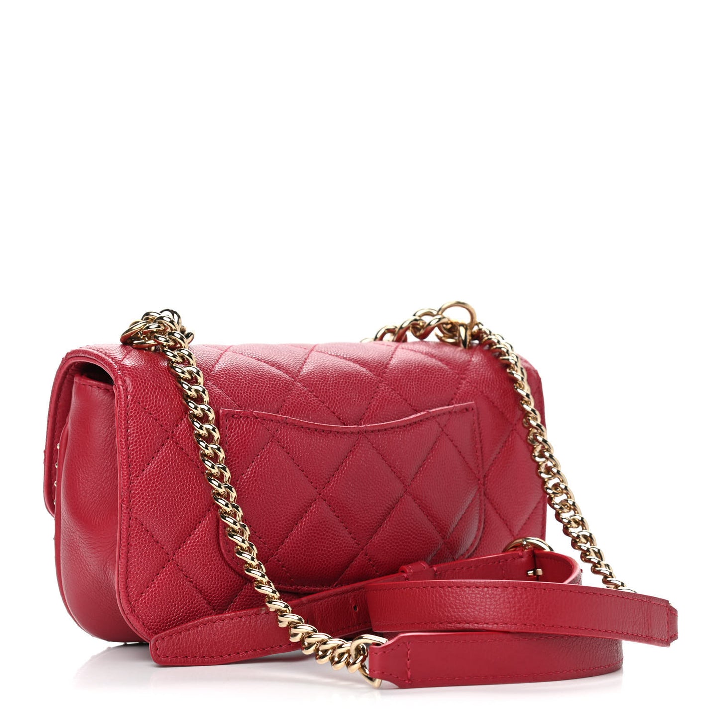 Caviar Quilted Mini Studded Flap Red