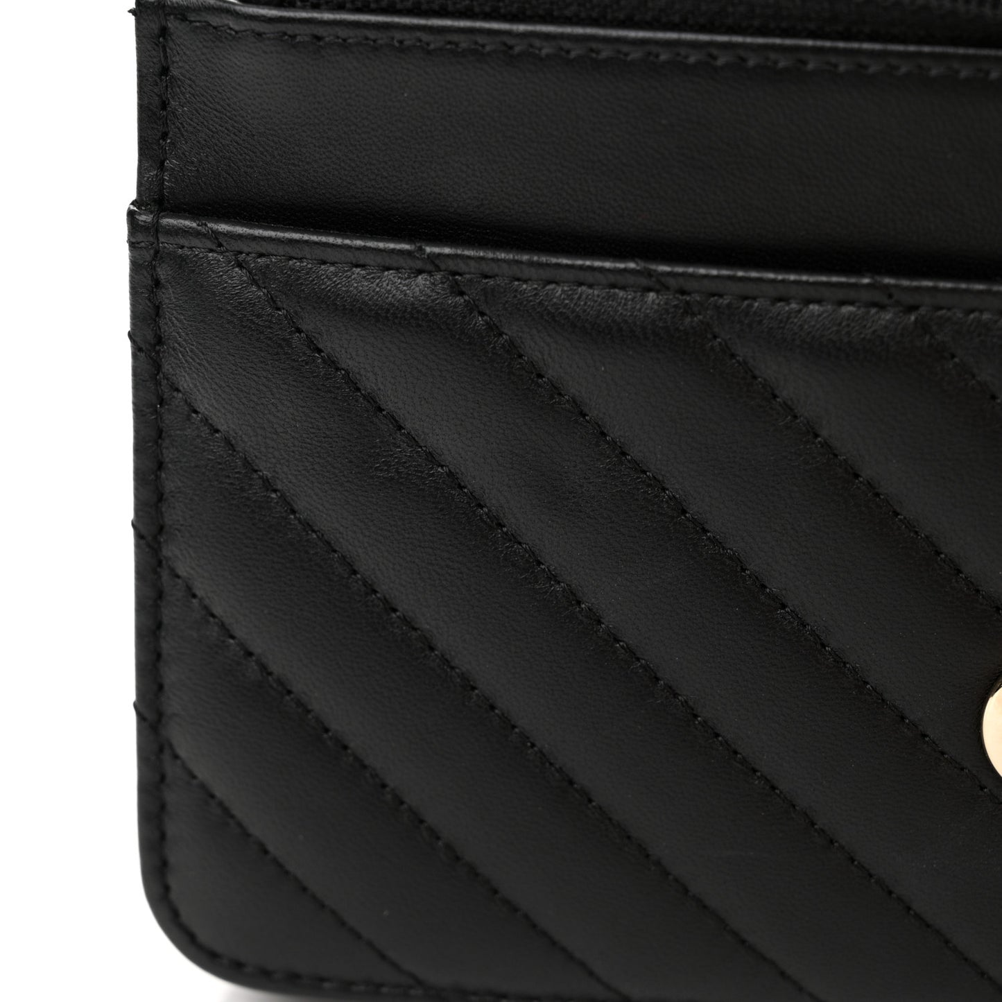 Lambskin Chevron Quilted Trendy CC Wallet On Chain WOC Black