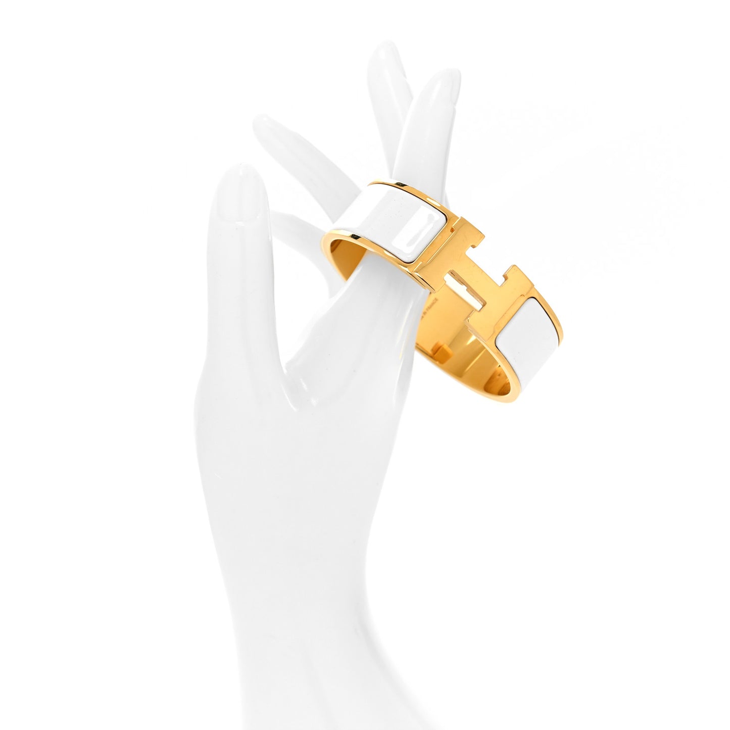 Enamel Wide Clic Clac H Bracelet GM White