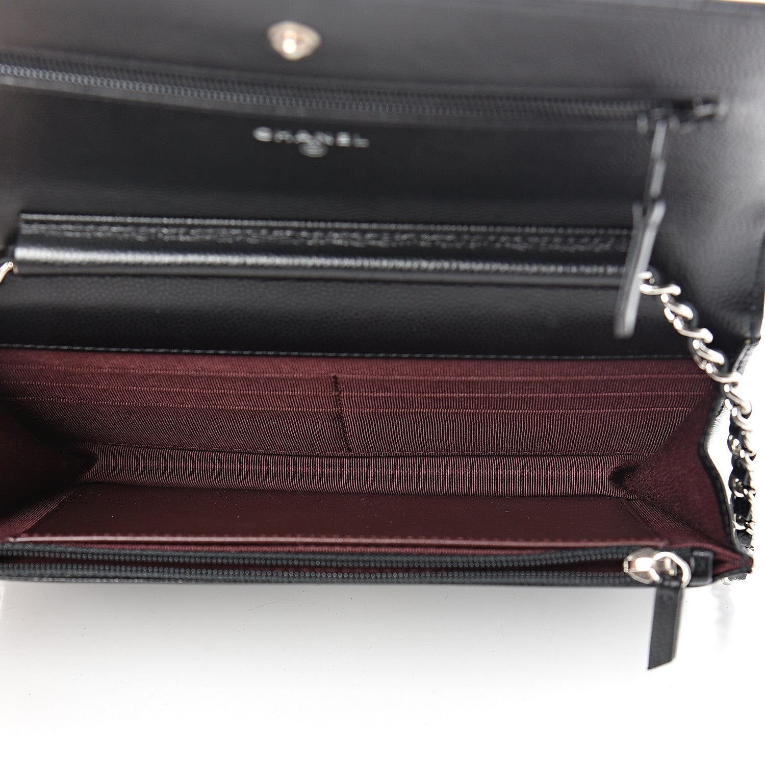 Chanel Caviar Chevron Quilted Wallet On Chain WOC Black 4 of 12