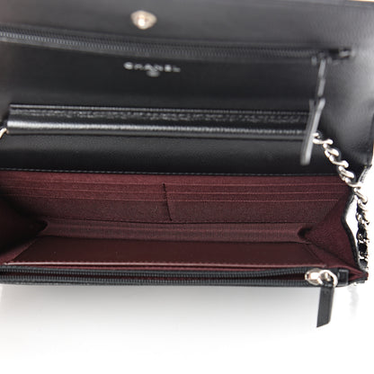 Chanel Caviar Chevron Quilted Wallet On Chain WOC Black 4 of 12