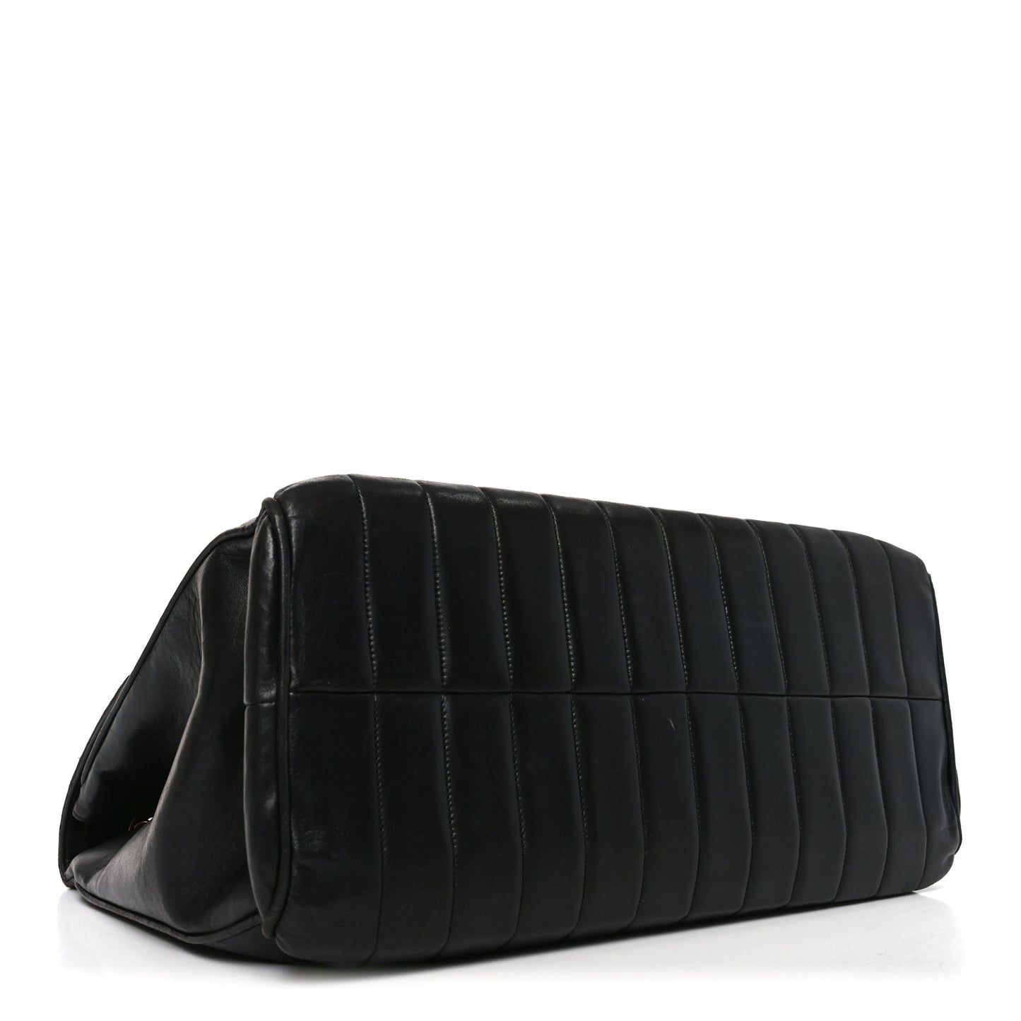 Lambskin Vertical Quilted XL Jumbo Single Flap Black