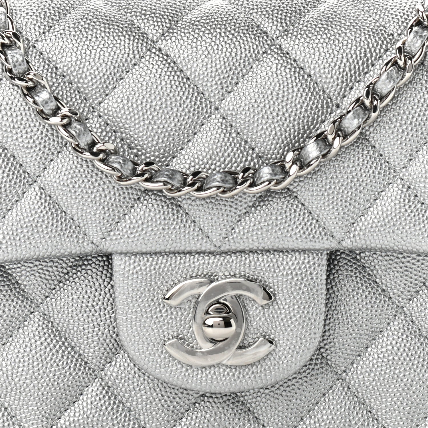 Chanel Metallic Caviar Quilted Mini Top Handle Rectangular Flap Silver 8 of 11