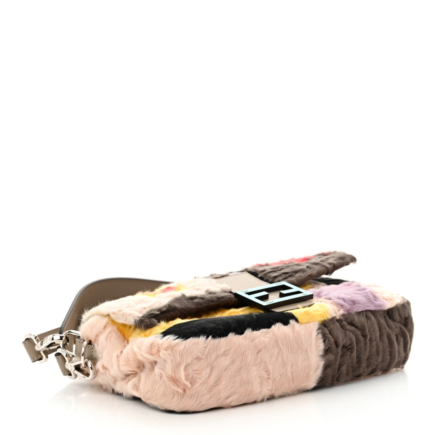 Fendi Astrakhan Fur Geometric Print Re-Edition Baguette Multicolor Tortora 4 of 12