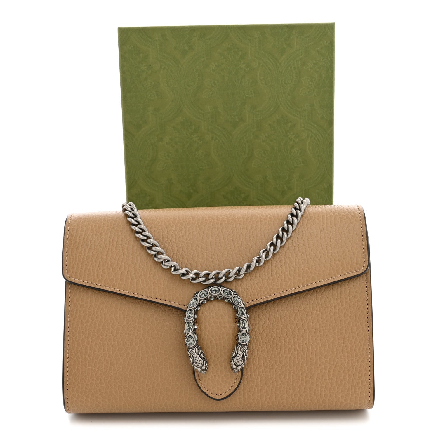 Gucci Dollar Calfskin Crystal Mini Dionysus Chain Wallet Natural Tan Black Diamond 11 of 11