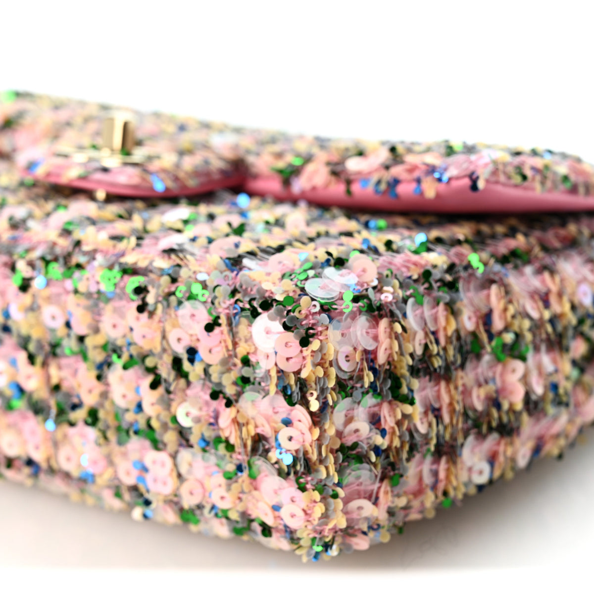Chanel Sequin Small Single Flap Pink Green Yellow Multicolor 10 of 10