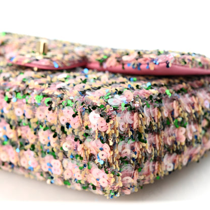 Chanel Sequin Small Single Flap Pink Green Yellow Multicolor 10 of 10