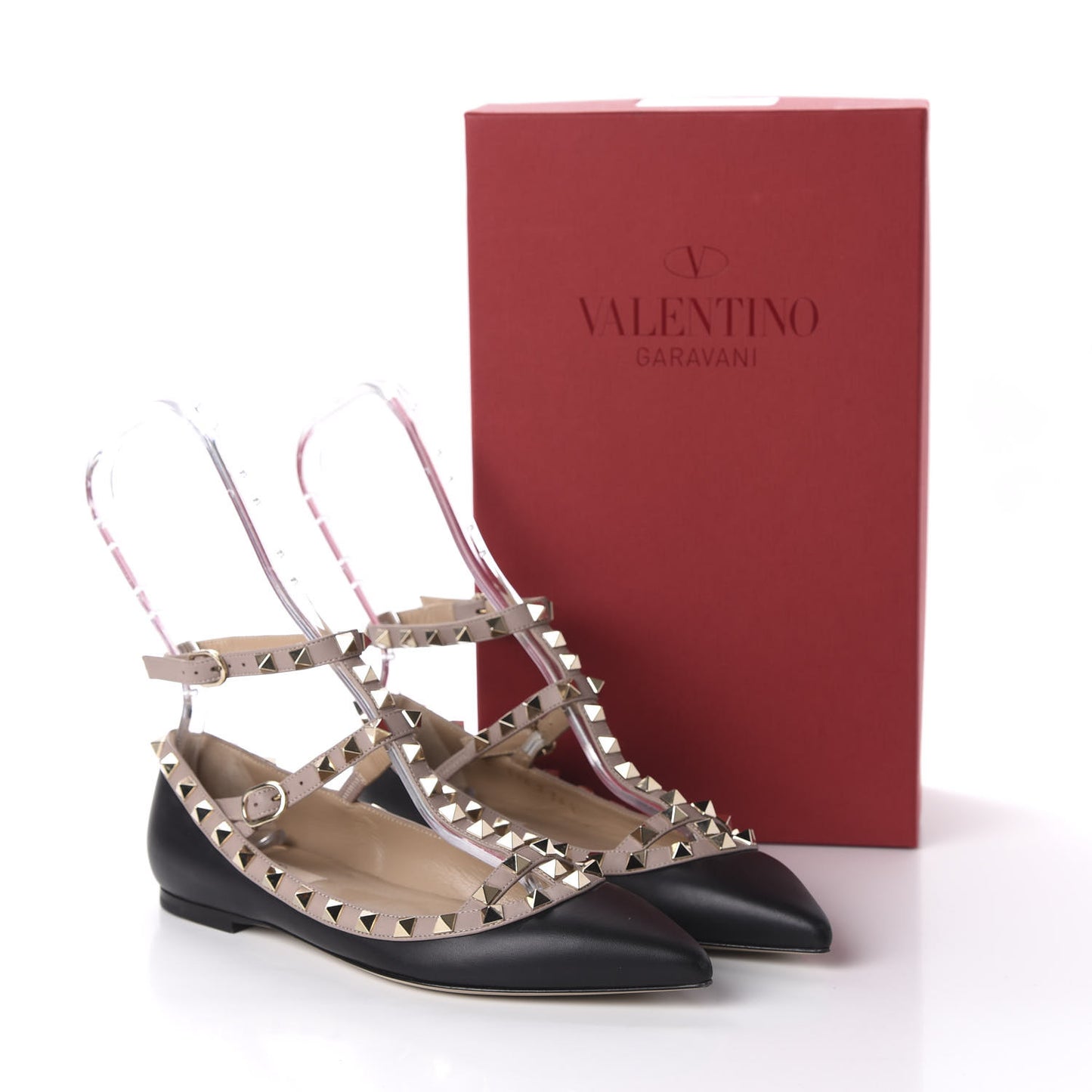Nappa Rockstud Cage Ballerina Flats 36.5 Black Poudre