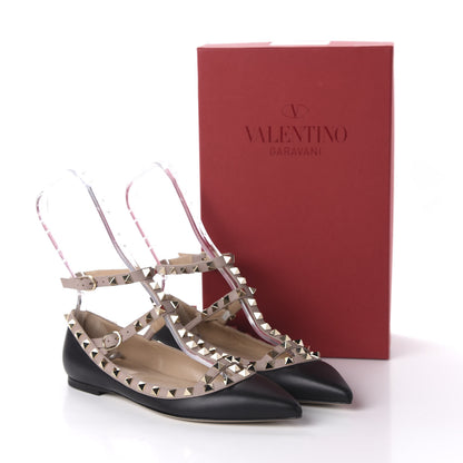 Valentino Garavani Nappa Rockstud Cage Ballerina Flats 36.5 Black Poudre 9 of 9