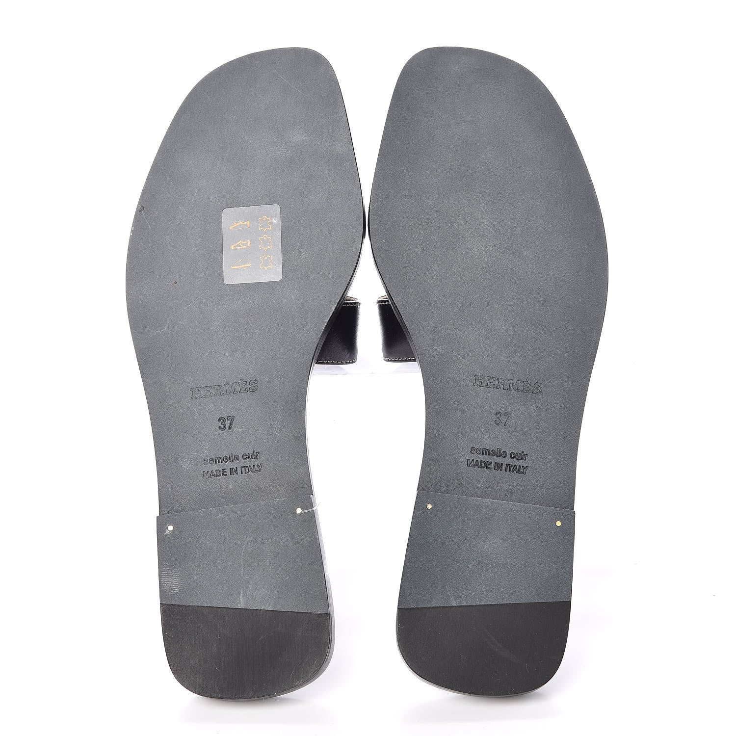 Hermes Box Calfskin Oran Sandals 37 Black 5 of 7
