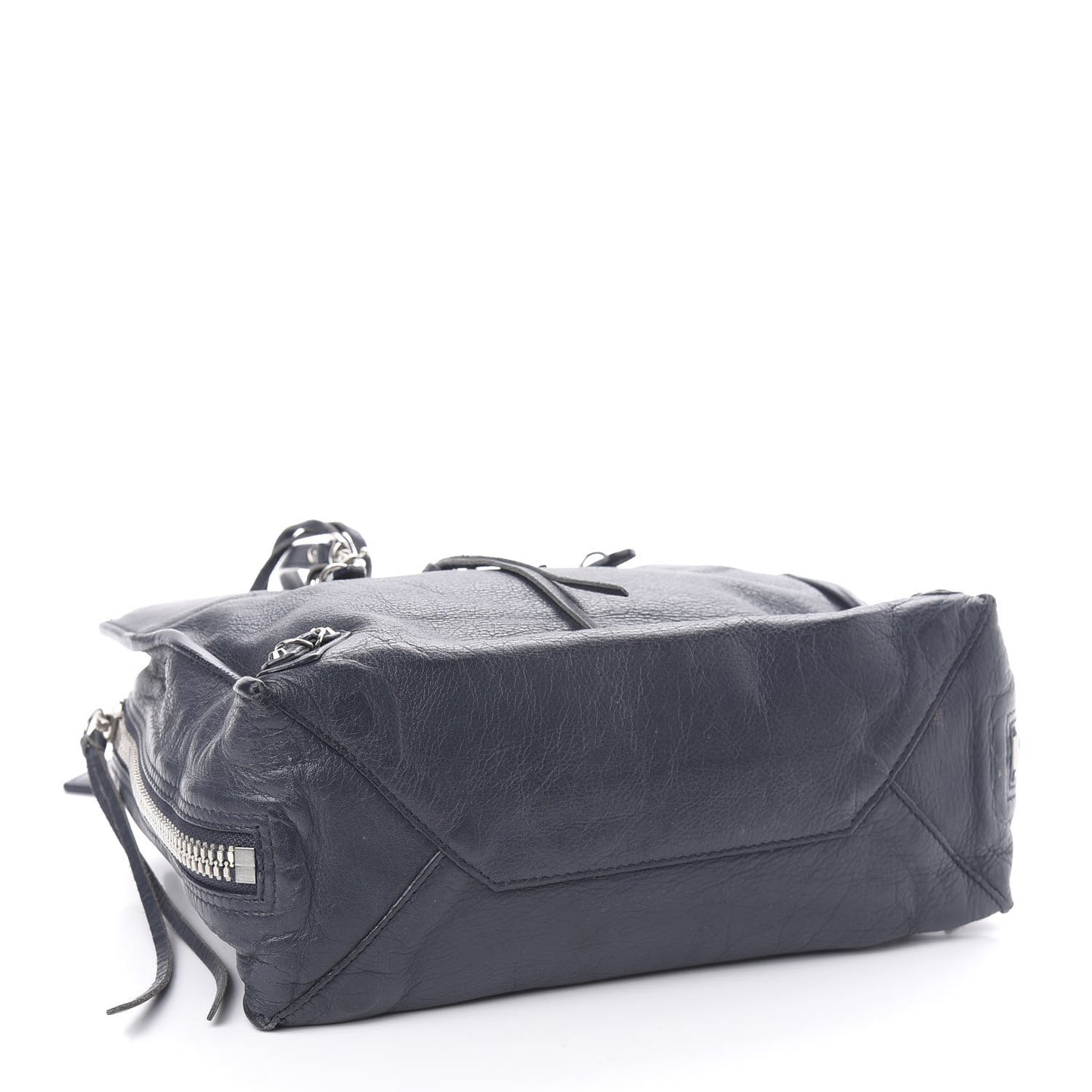 Veau Papier A6 Zip Around Tote Bleu Nuit