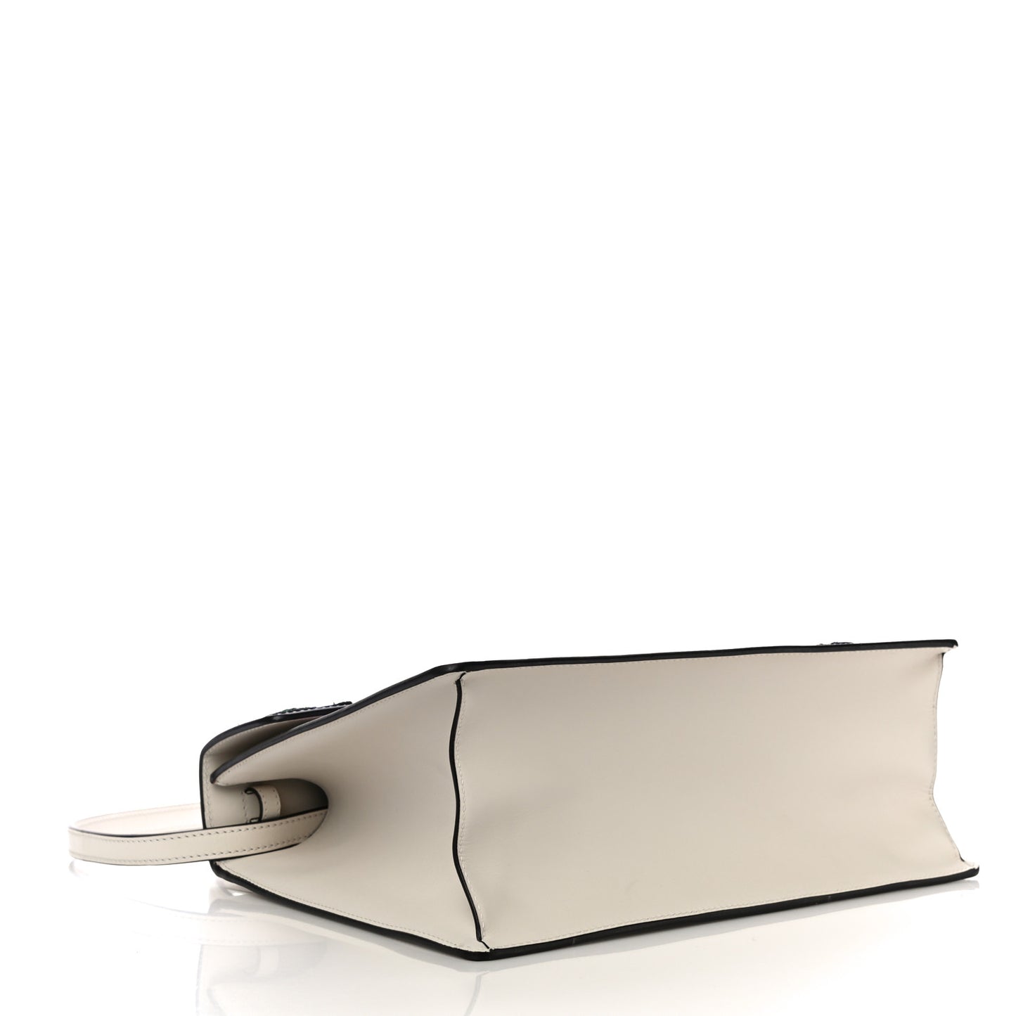 Calfskin Embroidered Medium Sylvie Top Handle Bag White