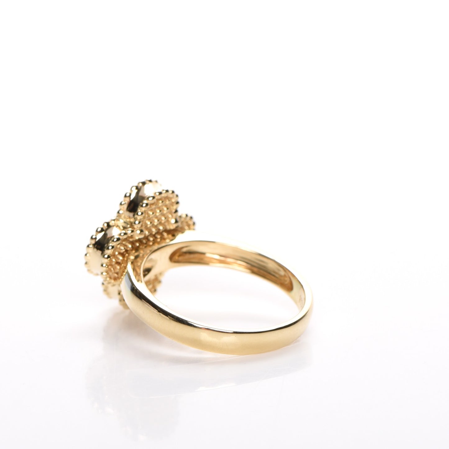 18K Yellow Gold Diamond Black Onyx Vintage Alhambra Ring 54 7