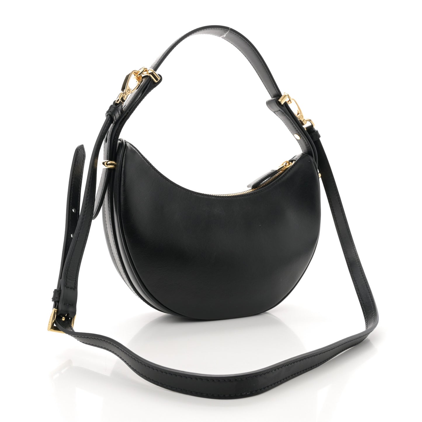 Soft Calfskin Arque Shoulder Bag Black
