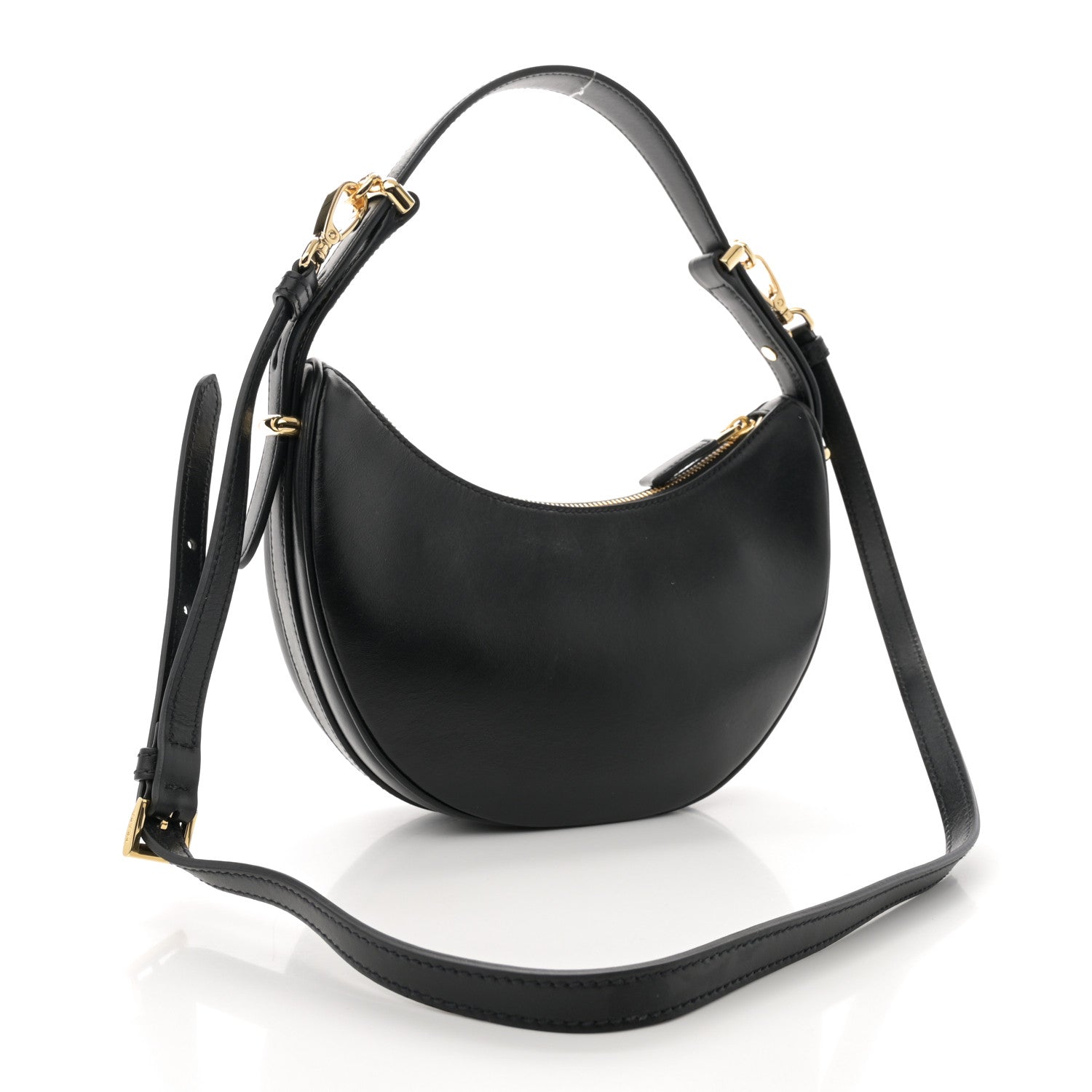 Prada Soft Calfskin Arque Shoulder Bag Black 3 of 9