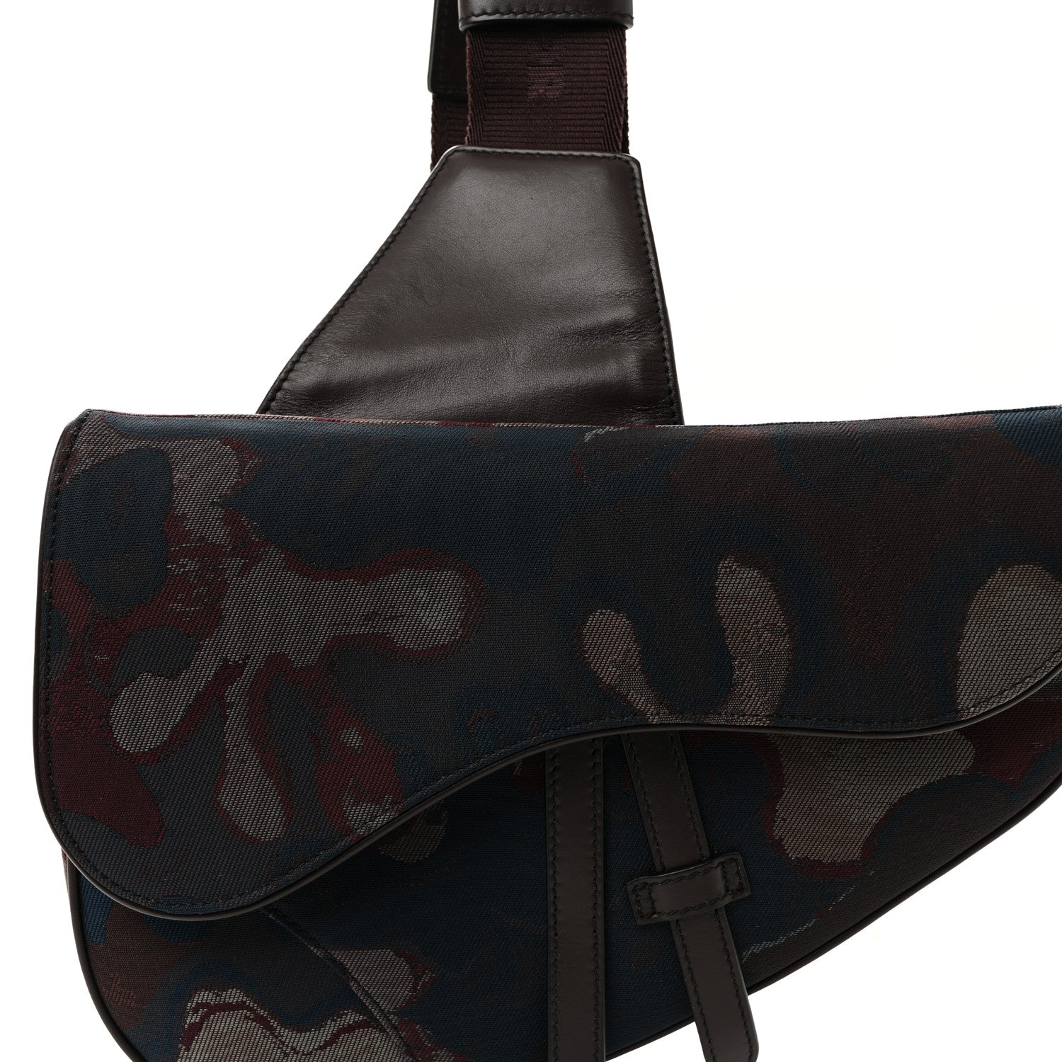 Christian Dior X PETER DOIG Denim Camouflage Saddle Bag Brown 8 of 10
