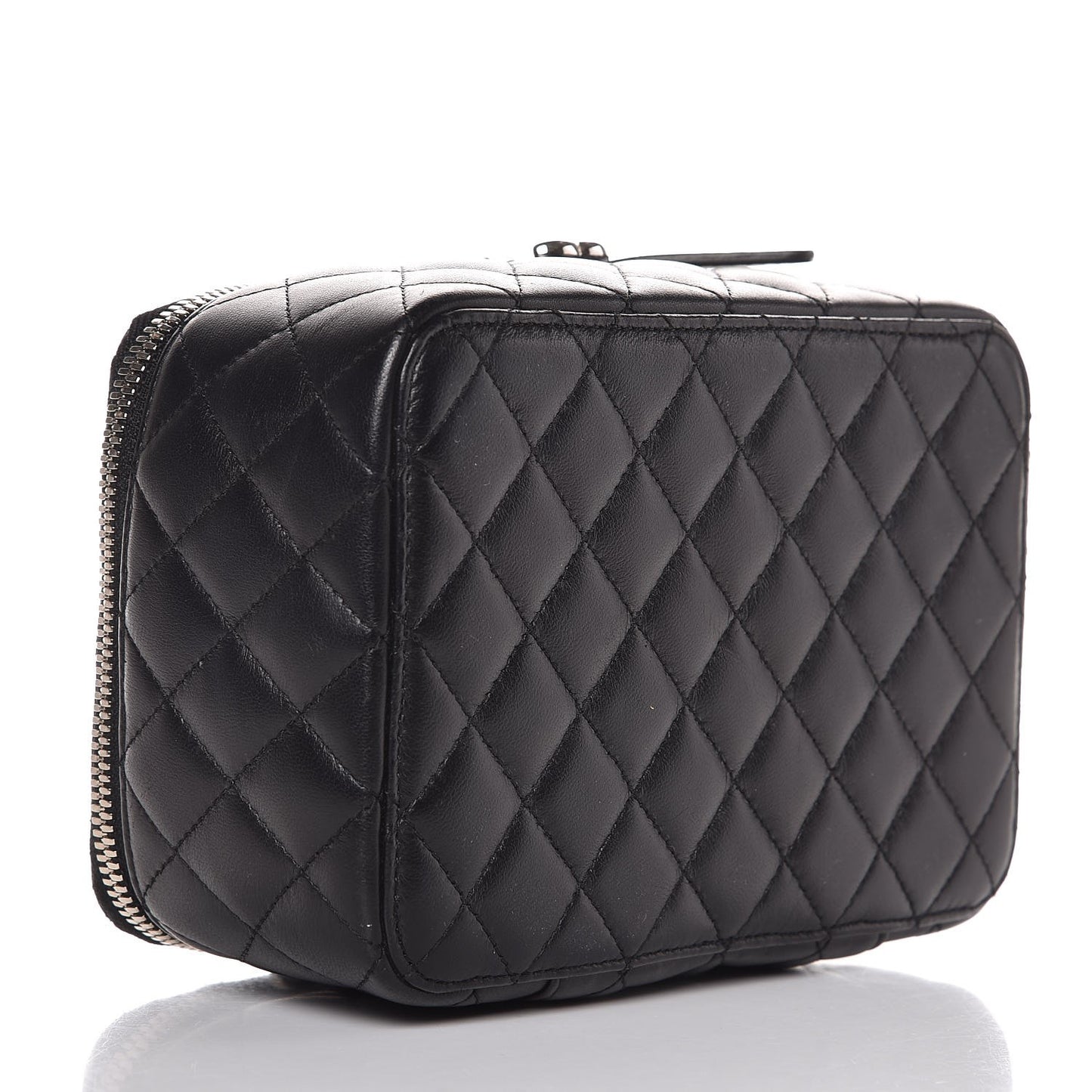 Lambskin Quilted Jewelry Case Black