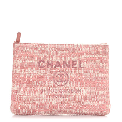 Chanel Woven Raffia Large Deauville Pouch Pink 1 of 6