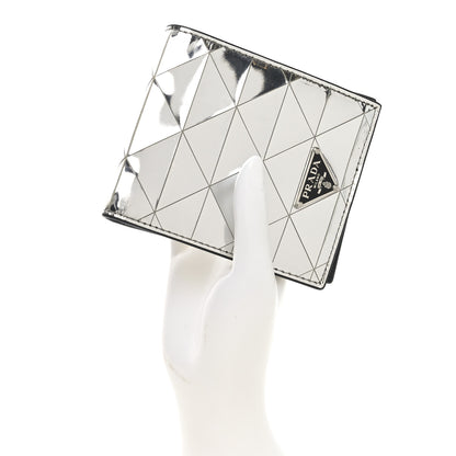 Prada Spazzolato Triangle Bi-Fold Wallet Argento 2 of 6