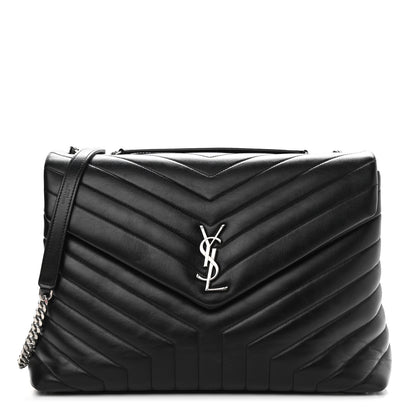 Saint Laurent Calfskin Y Quilted Monogram Large Loulou Chain Satchel Black 1 of 16