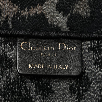 Christian Dior Canvas Mizza Embroidered Large Leopard Book Tote Grey 6 of 15