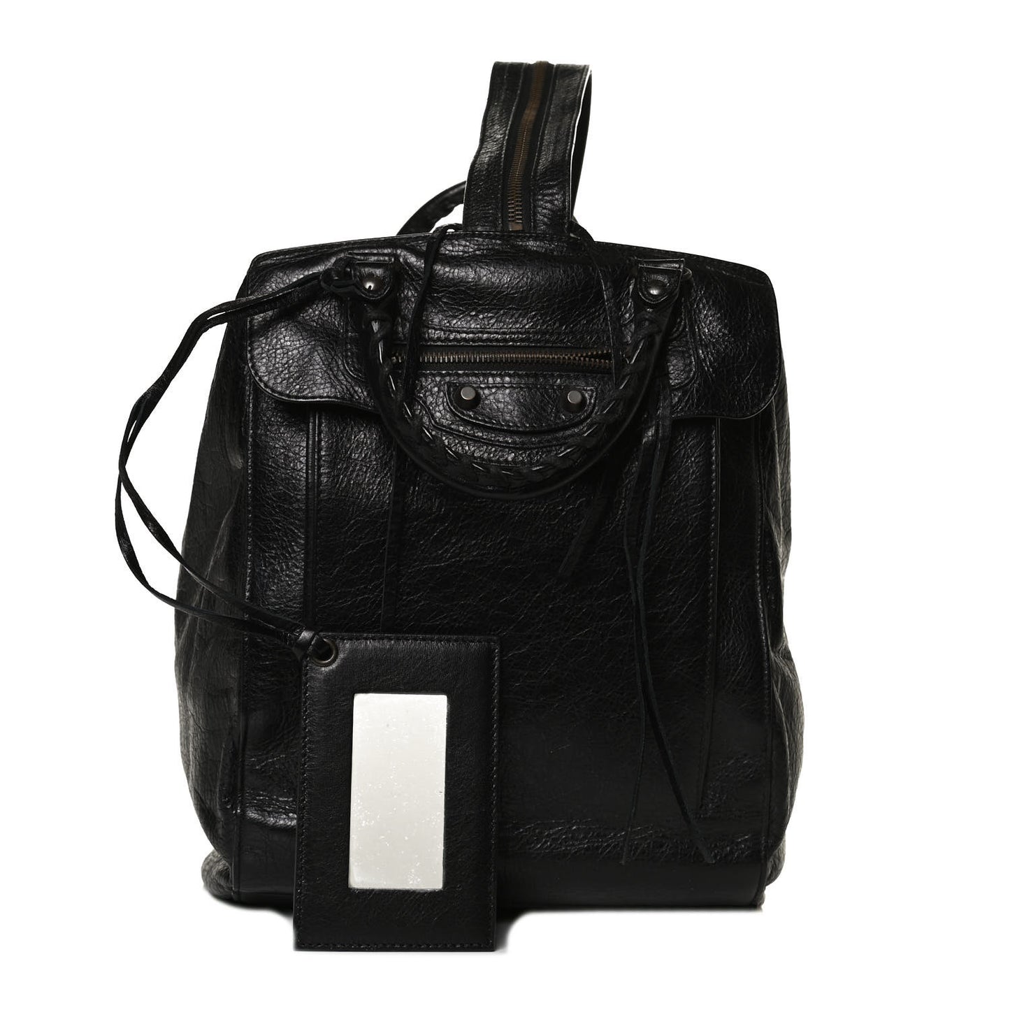 Agneau Classic Hardware Zip Traveler Backpack Black