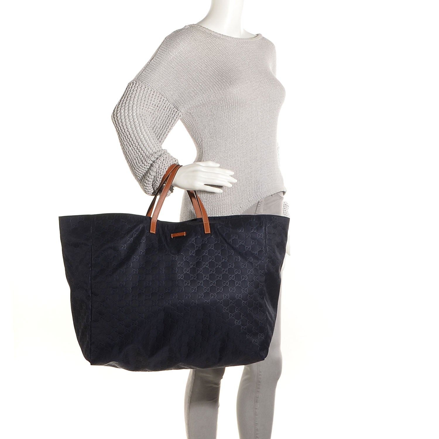Gucci Nylon Monogram Large Tote Blue 2 of 9