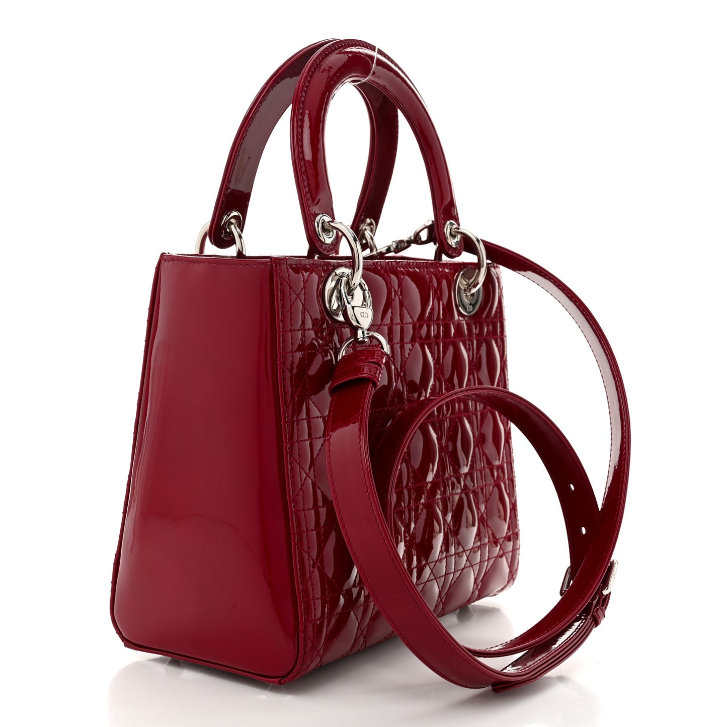 Patent Cannage Medium Lady Dior Burgundy Red