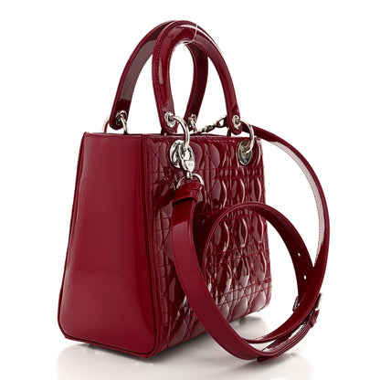 Christian Dior Patent Cannage Medium Lady Dior Burgundy Red 3 of 10