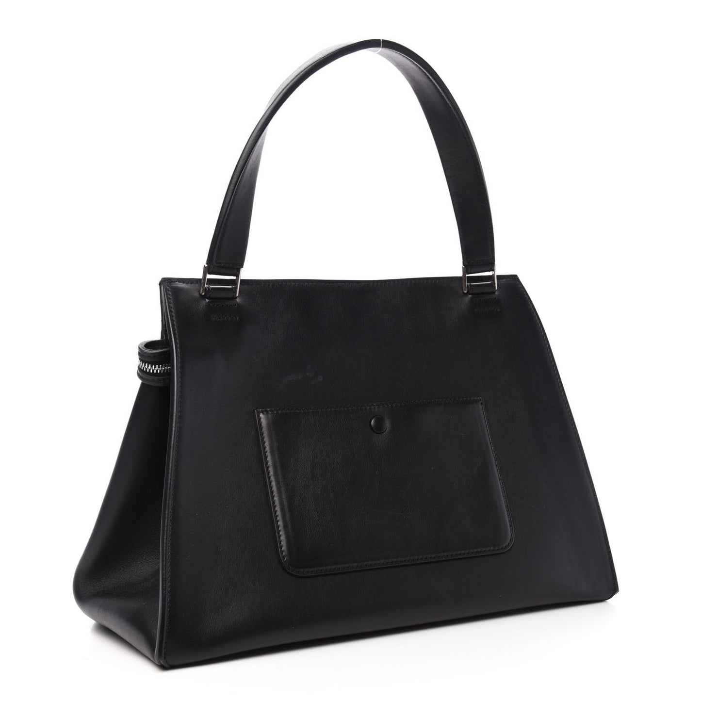 Supple Calfskin Medium Bi-Color Edge Shoulder Bag Emerald