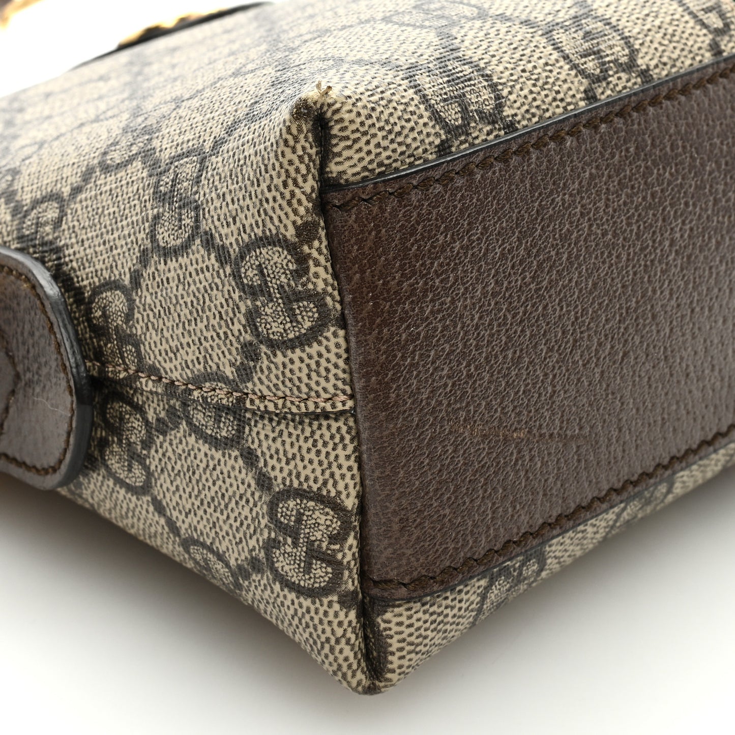 GG Supreme Monogram Textured Dollar Calfskin Web Small Ophidia Dome Shoulder Bag Beige Ebony New Acero