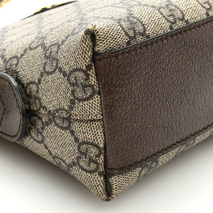 Gucci GG Supreme Monogram Textured Dollar Calfskin Web Small Ophidia Dome Shoulder Bag Beige Ebony New Acero 8 of 9