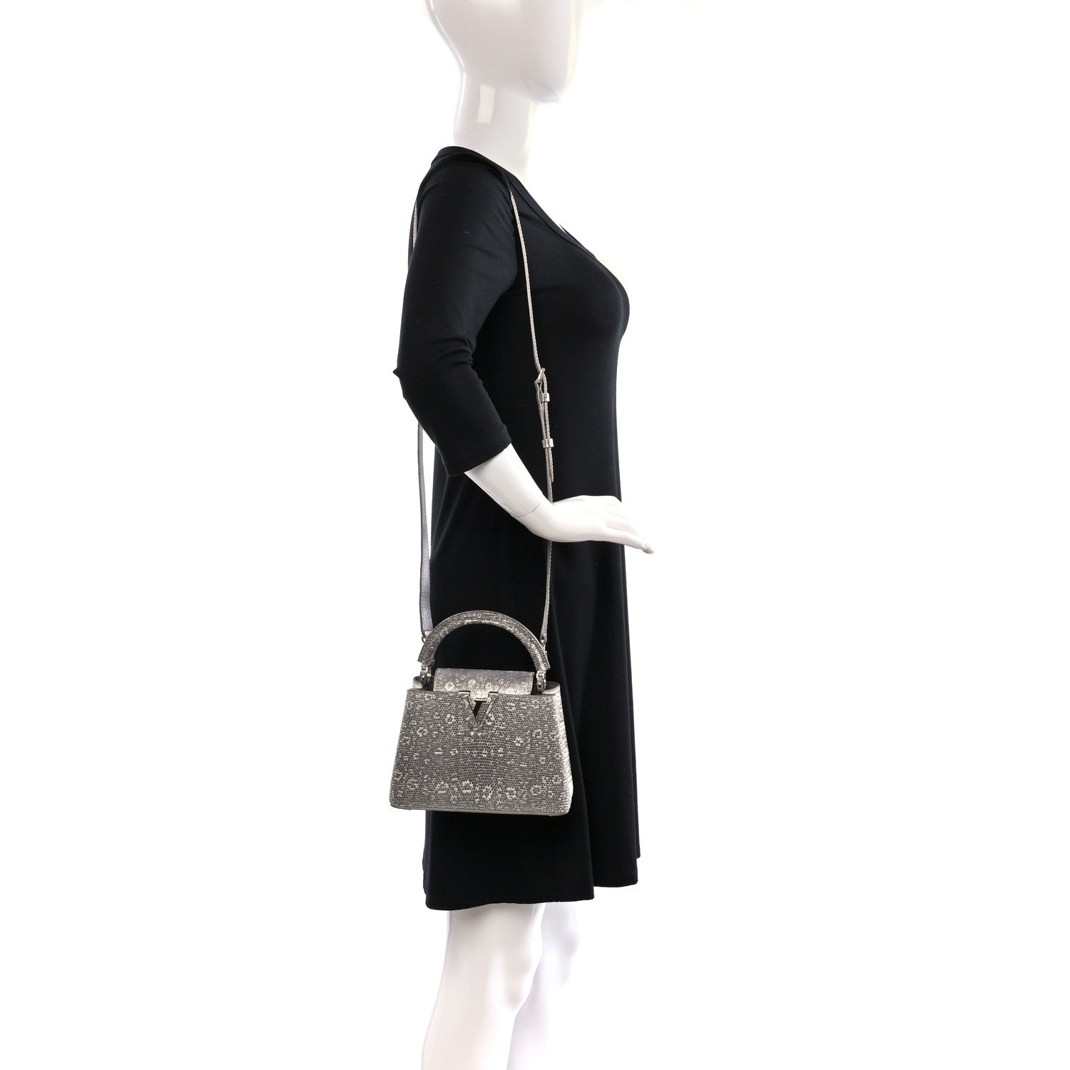 Louis Vuitton Lizard Mini Capucines Argento 2 of 9