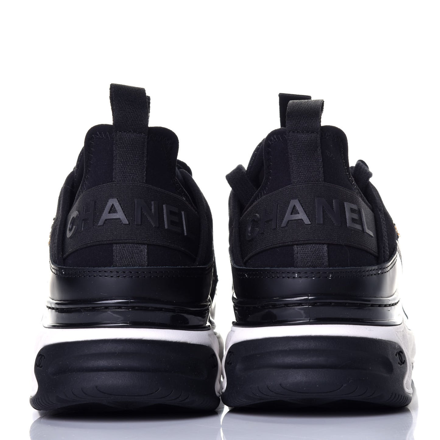 Velvet Calfskin Mixed Fibers CC Sneakers 40 Black