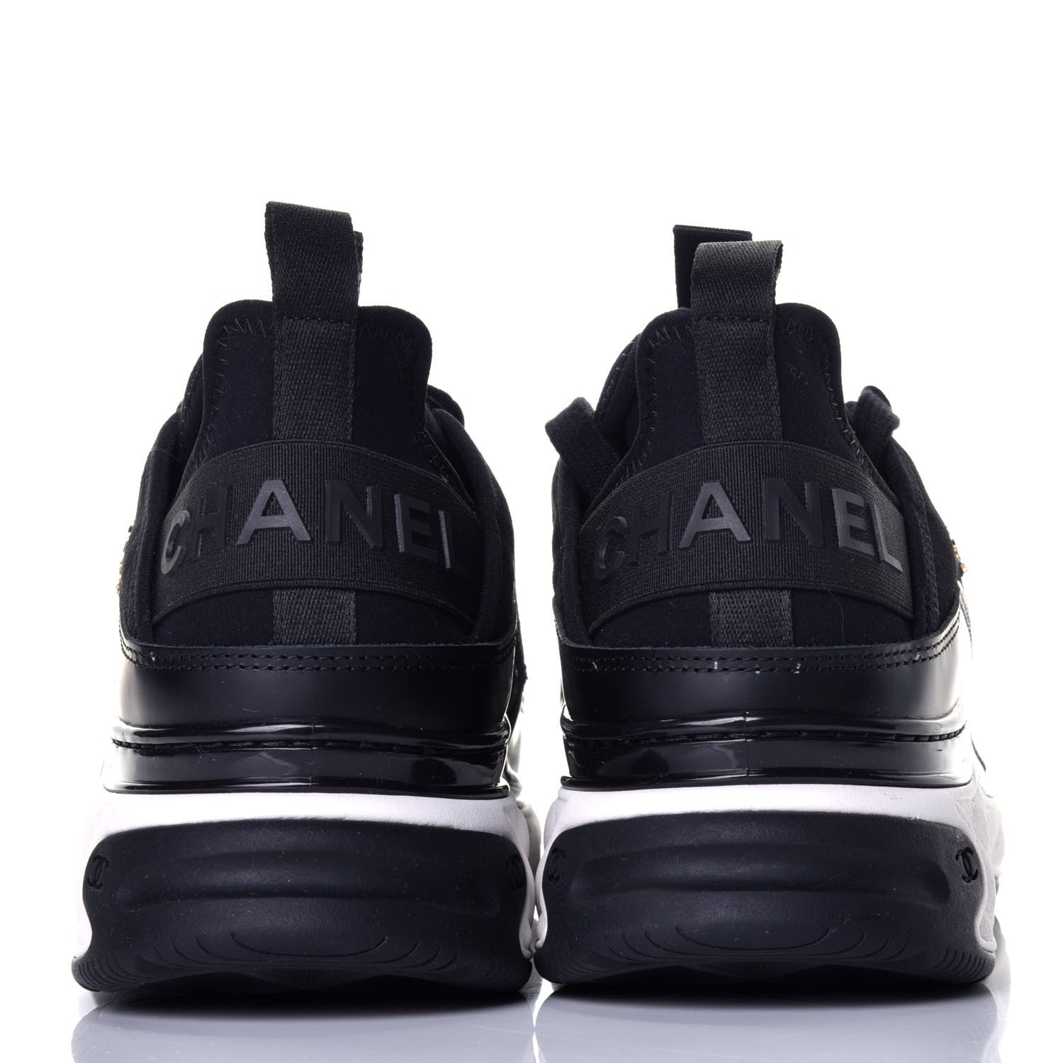 Chanel Velvet Calfskin Mixed Fibers CC Sneakers 40 Black 5 of 10