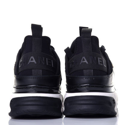 Chanel Velvet Calfskin Mixed Fibers CC Sneakers 40 Black 5 of 10