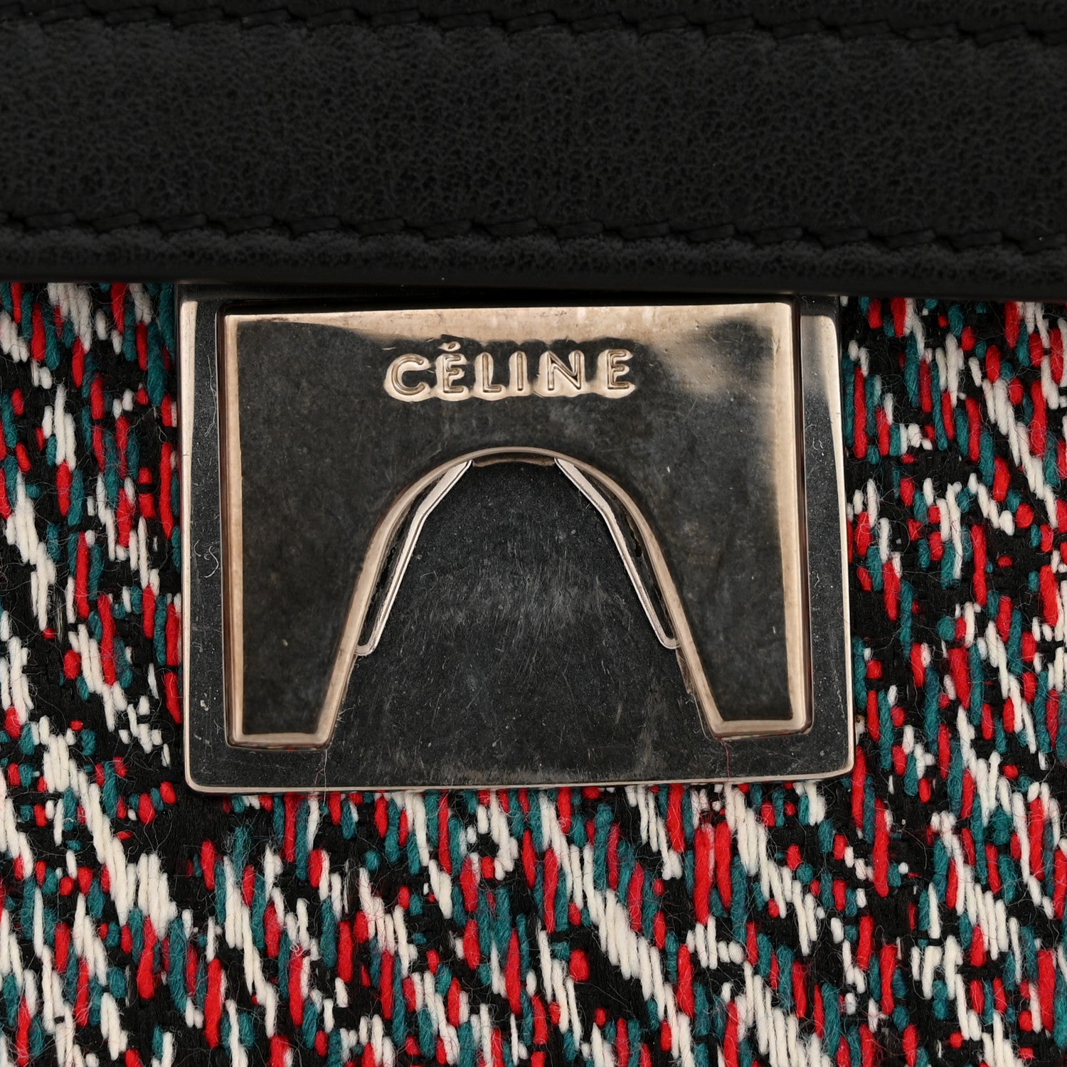 Celine Tweed Calfskin Small Belt Bag Black Multicolor 6 of 14