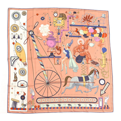Hermes Silk Tea For Two Scarf 90 Rose Poudre White Bleu 1 of 3