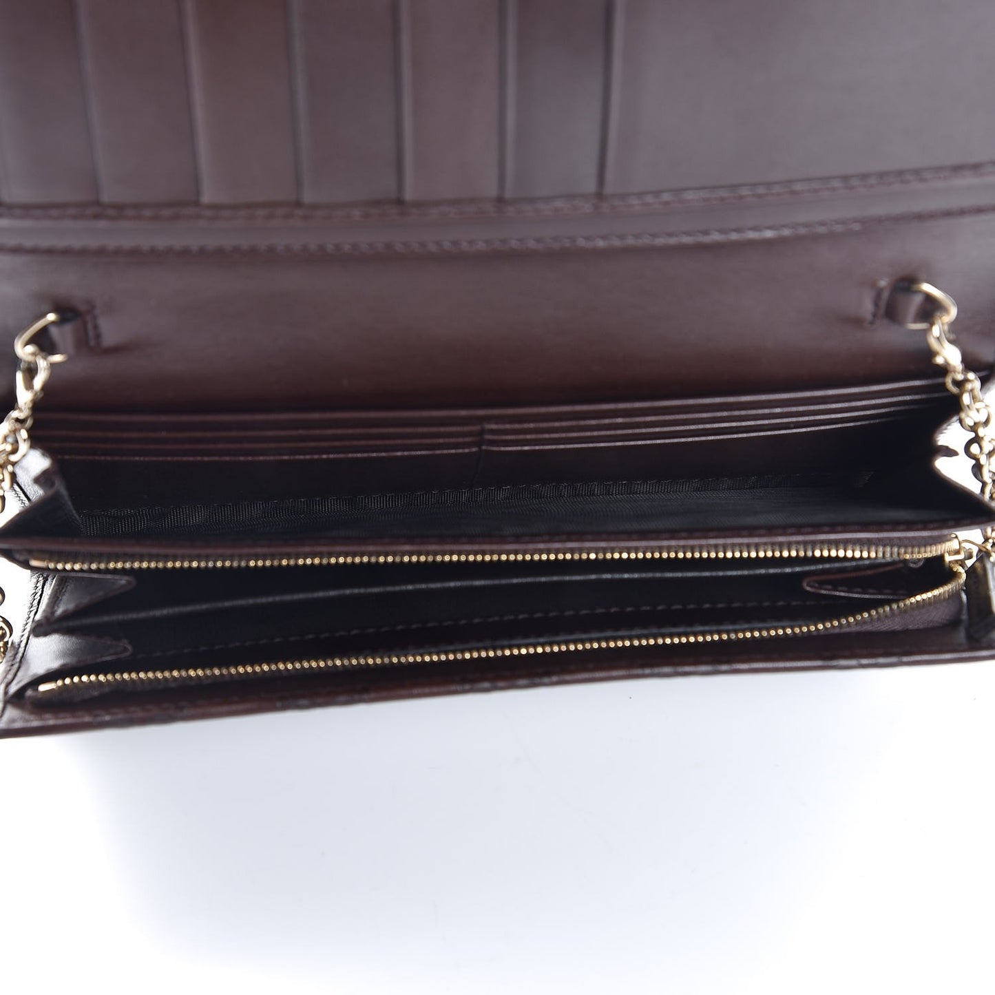 Guccissima Margaux Calfskin Metal Bar Chain Wallet Chocolate