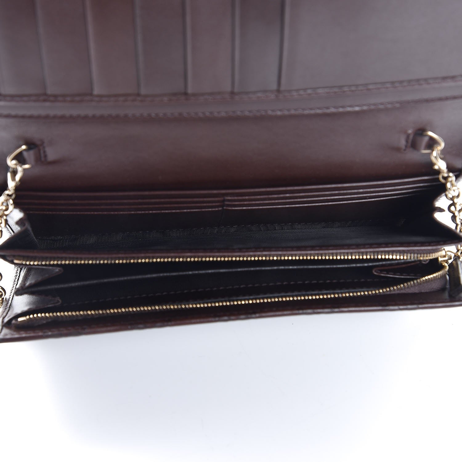 Gucci Guccissima Margaux Calfskin Metal Bar Chain Wallet Chocolate 6 of 9