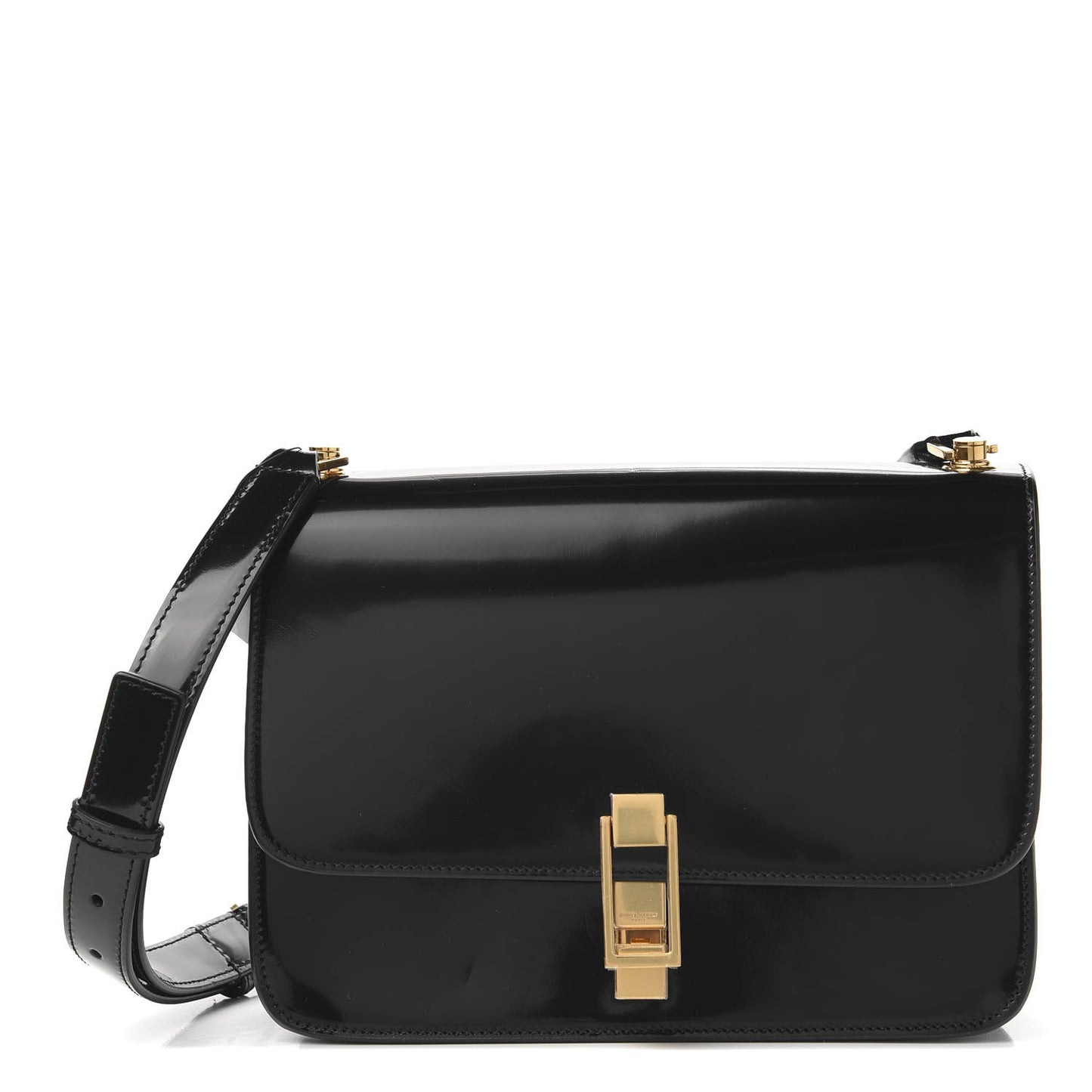 Patent Calfskin Carre Satchel Black