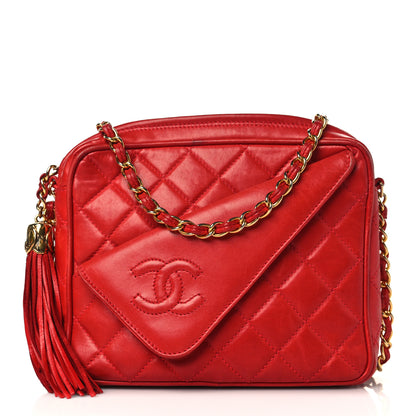 Chanel Lambskin Quilted Flap Tassel Camera Case Red 1 of 13