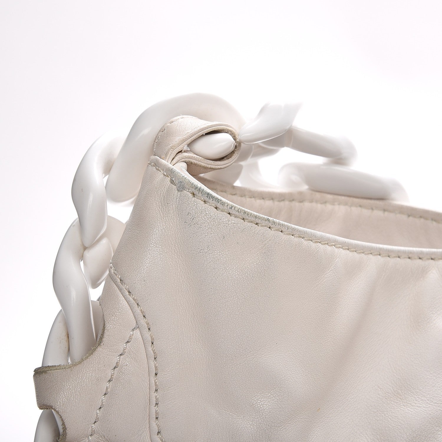 Chanel Calfskin Modern Chain Rhodoid Hobo White 10 of 11