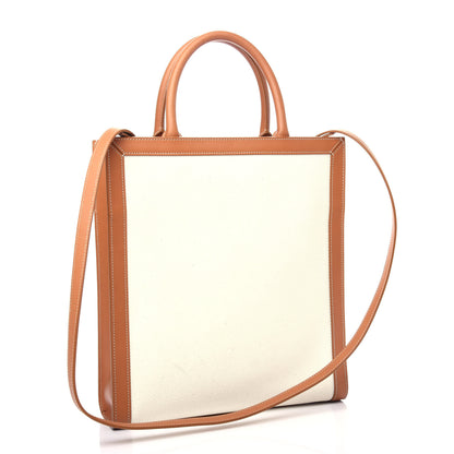 Celine Canvas Calfskin Small Vertical Cabas Natural Tan 3 of 10