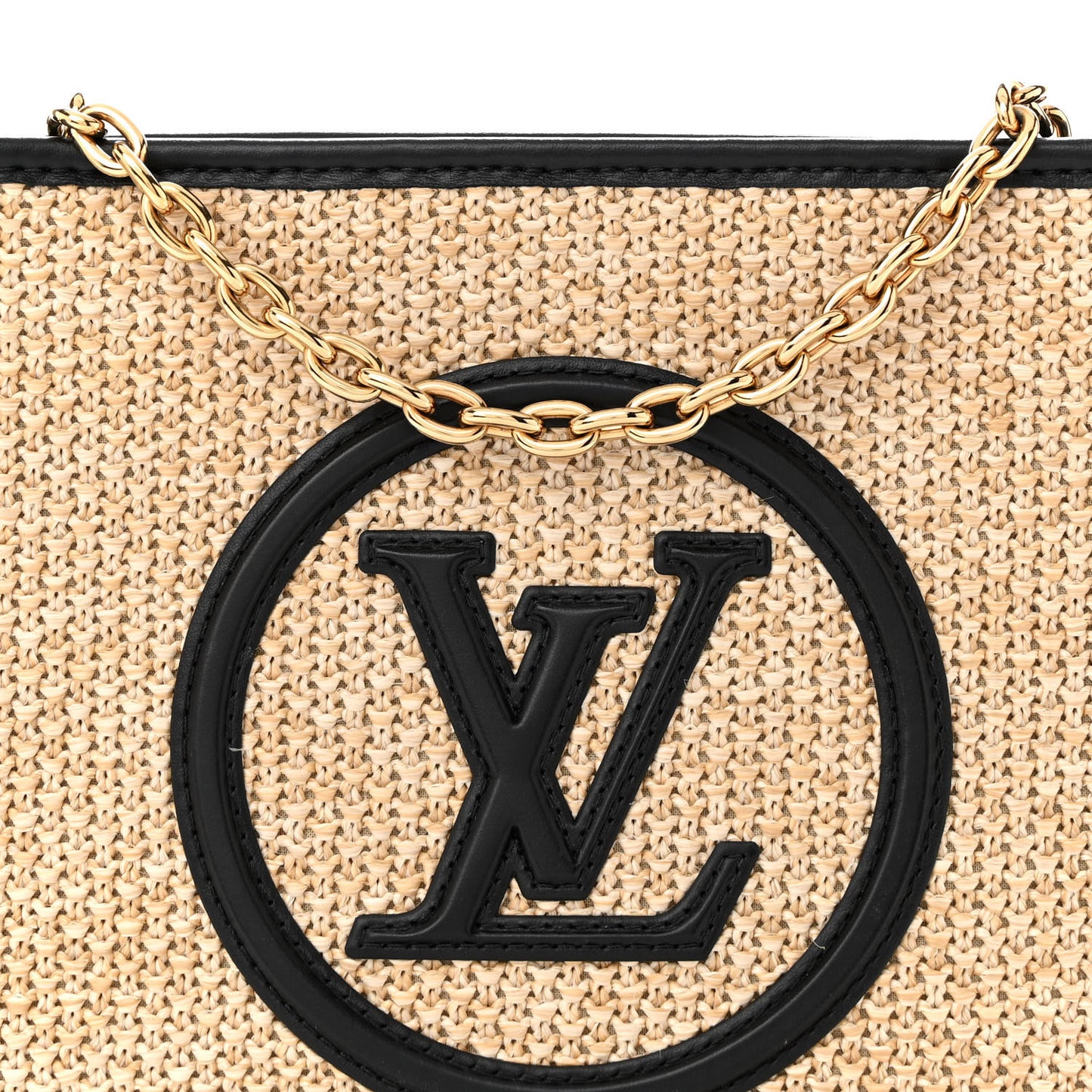 Raffia Calfskin Monogram Giant Pouch