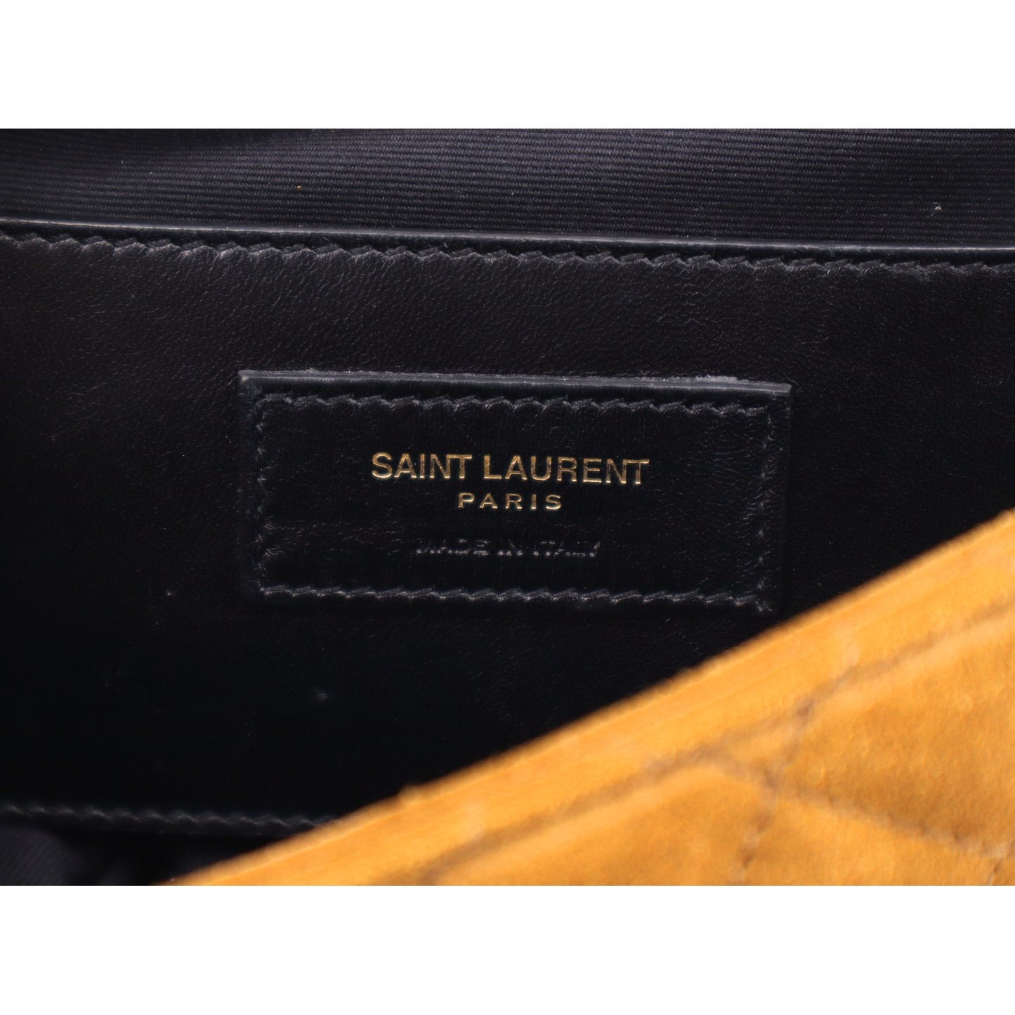 Suede Tri-Quilt Monogram Medium College Bag Ochre