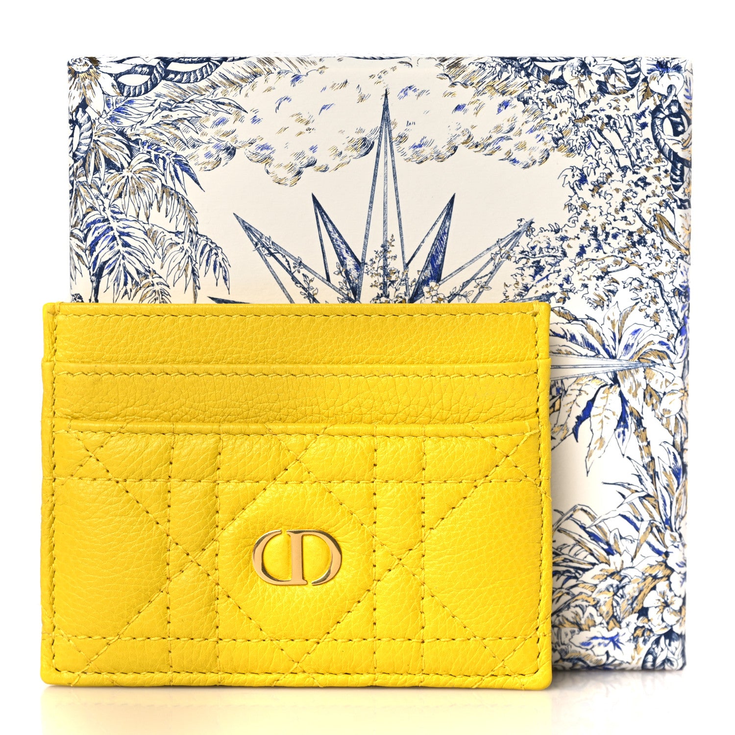 Christian Dior Supple Calfskin Cannage Caro Five-Slot Card Holder Yellow 8 of 8